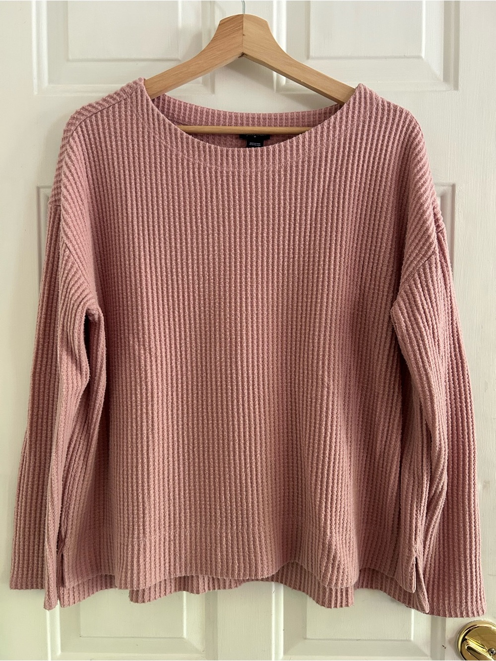 Splendid Dusty Rose Ribbed Knit Long Sleeve Top Cozy and Soft